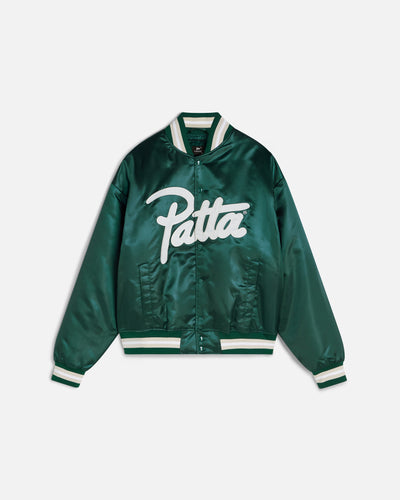 Patta Script Logo Satin Varsity Jacket (Bistro Green)