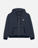 Patta Striped Zip Up Hooded Sweater (Black Iris)