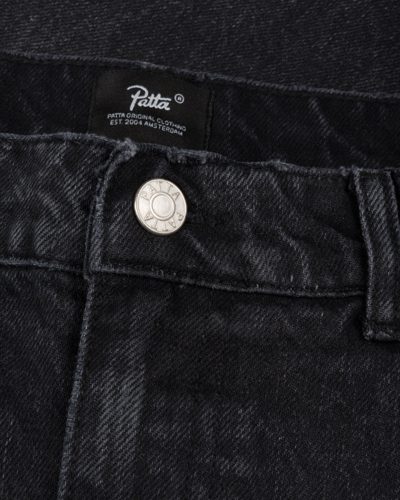 Patta Dark Dirty Whiskers Baggy Denim Pants (Black)