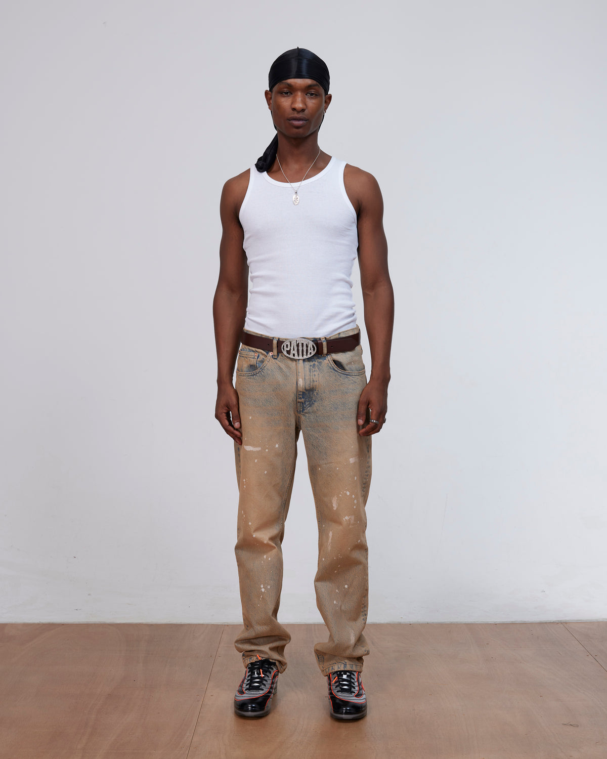 Patta Rhinestone Round Logo Belt (Brown)