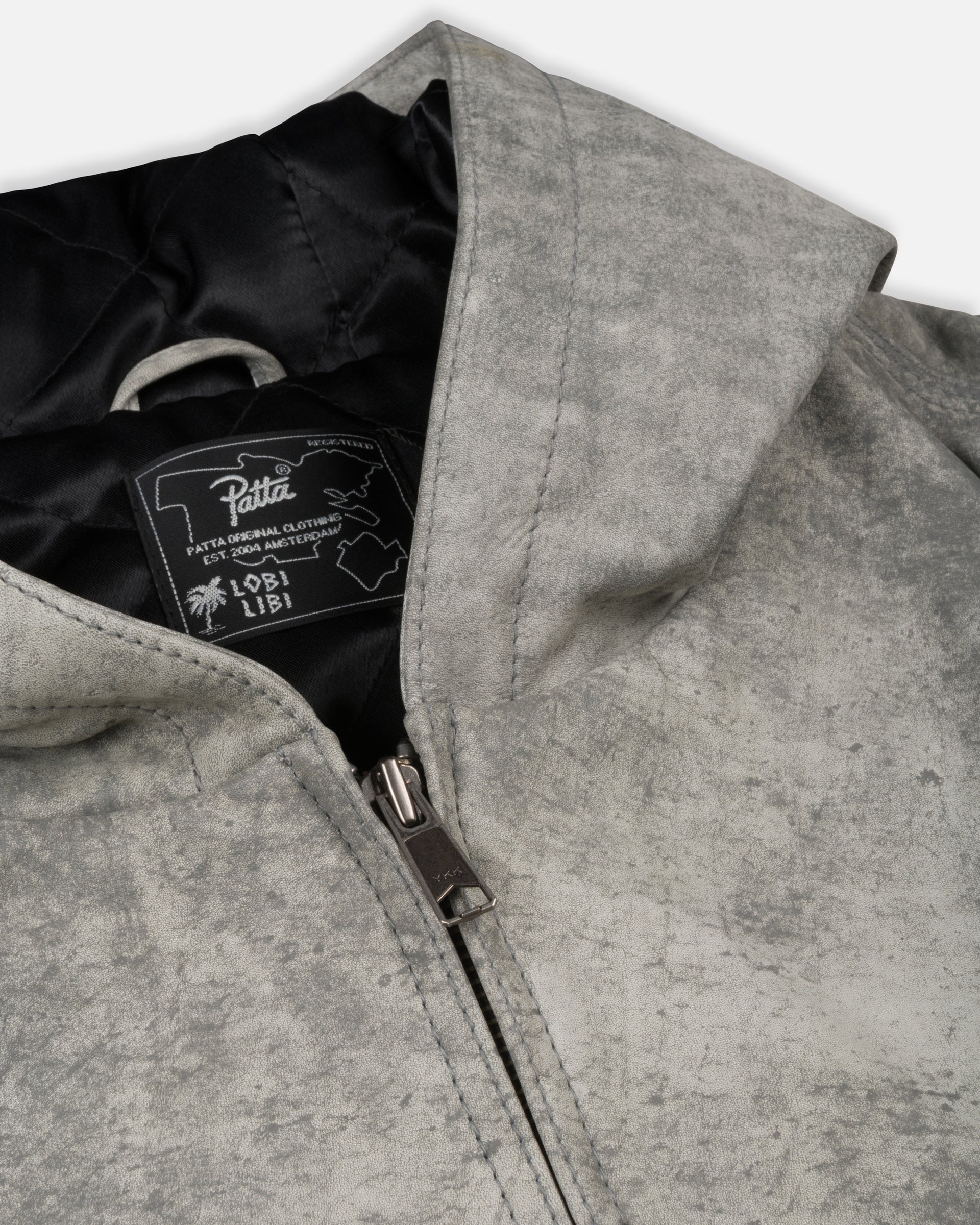Patta Leather Hooded Bomber Jacket (Moonless Night)