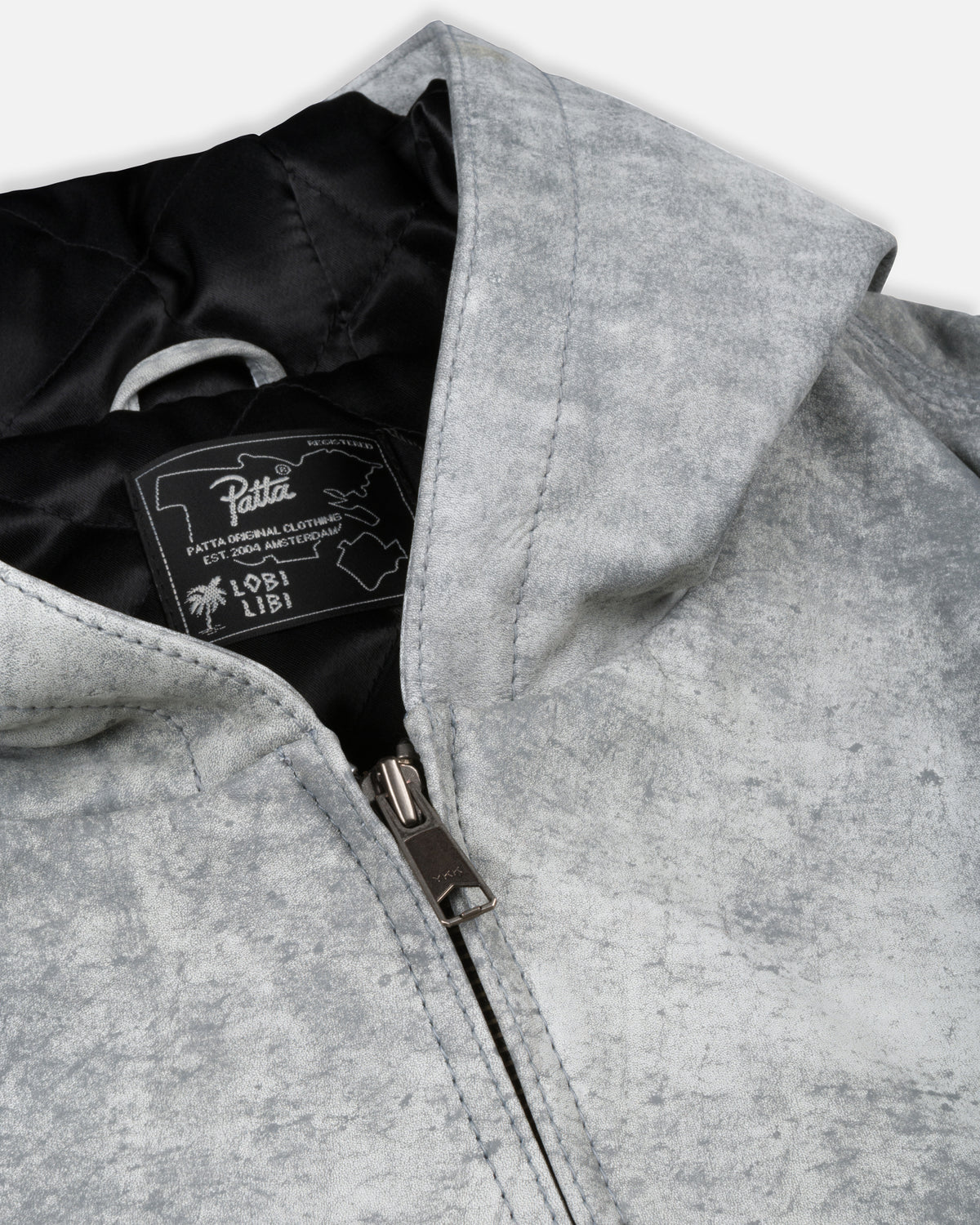 Patta Leather Hooded Bomber Jacket (Moonless Night)
