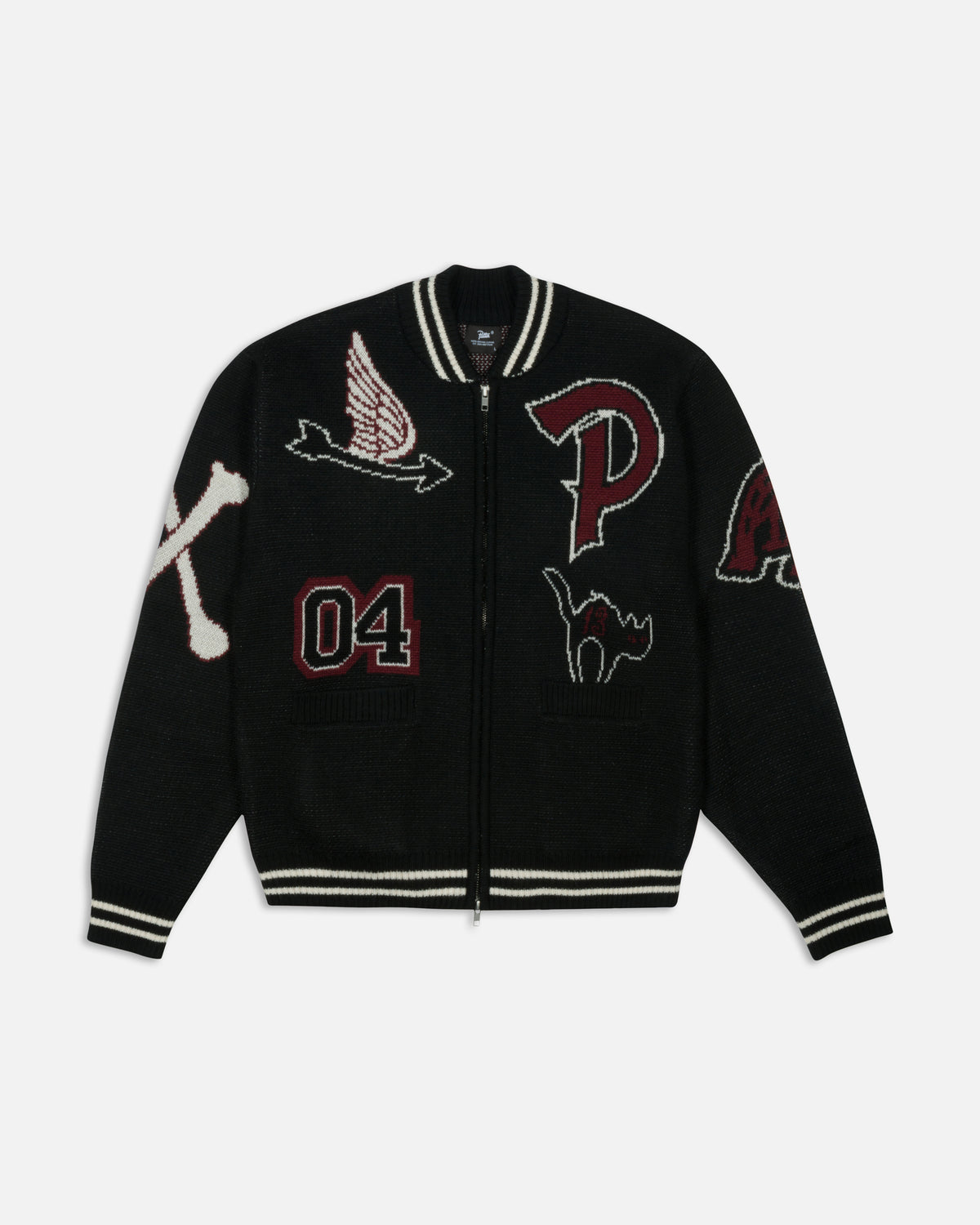 Patta Varsity Knitted Cardigan (Black)