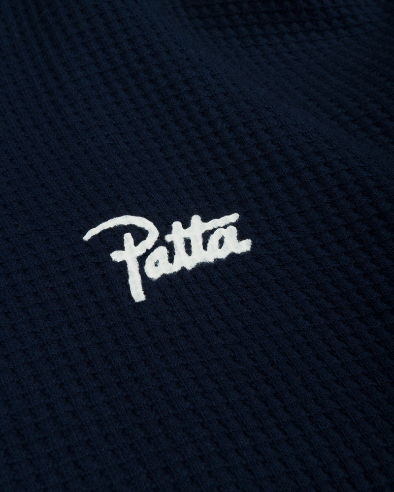 Patta Waffle Reversible Zip Up Hooded Sweater (Black Iris)