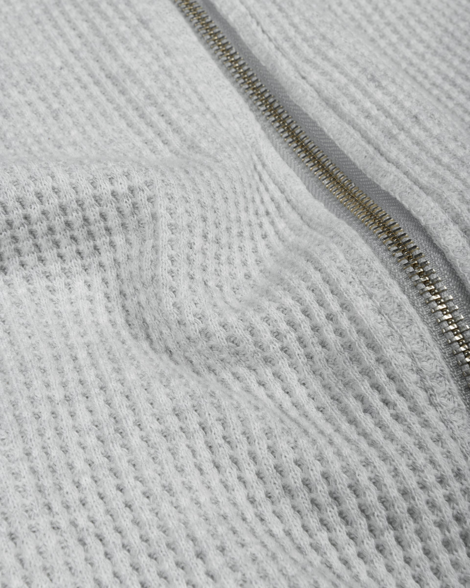 Patta Waffle Reversible Zip Up Hooded Sweater (Grey heather)