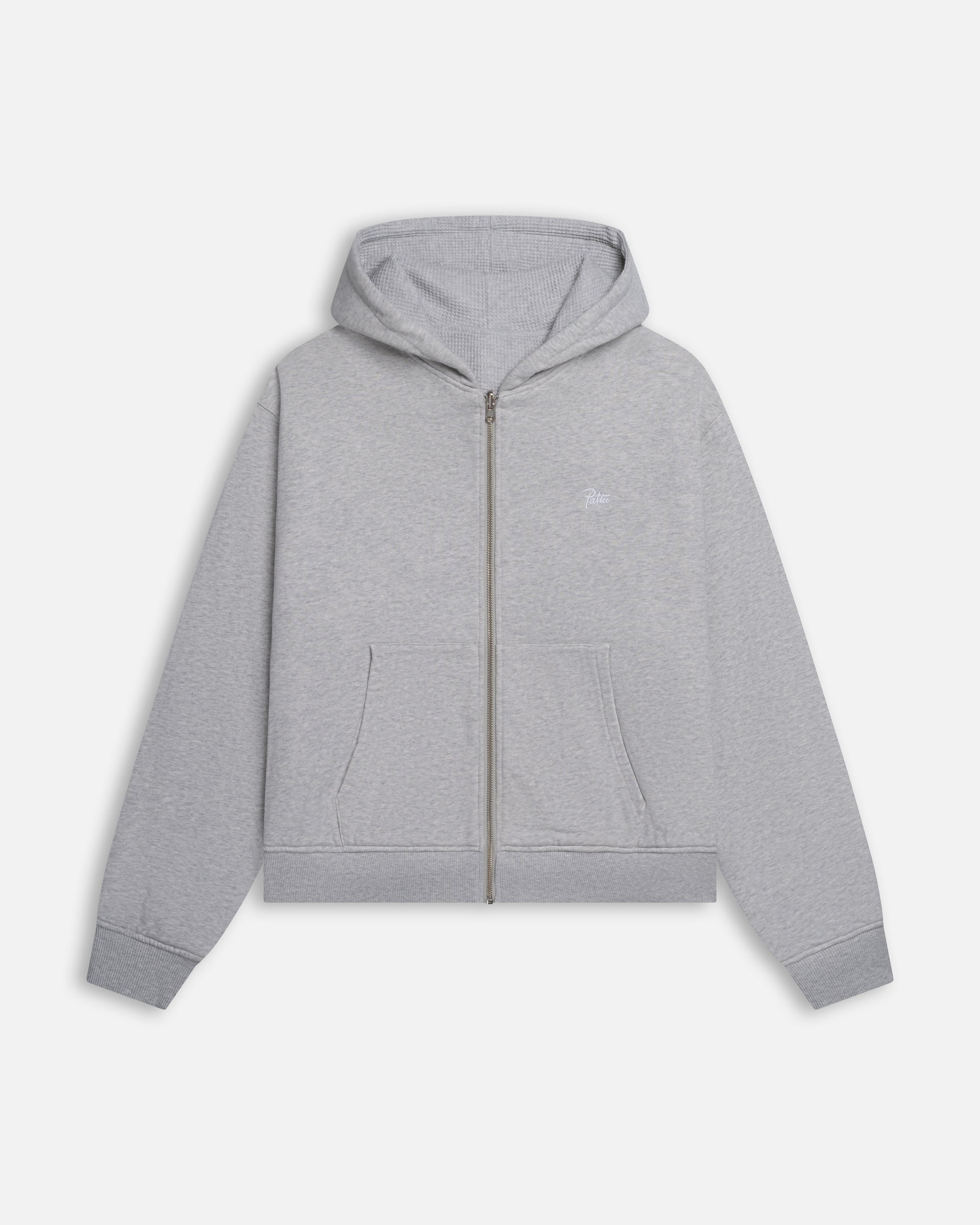 Patta Waffle Reversible Zip Up Hooded Sweater (Grey heather)