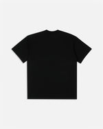 Back view of a black Patta tubular cotton t-shirt displayed flat on a plain background.
