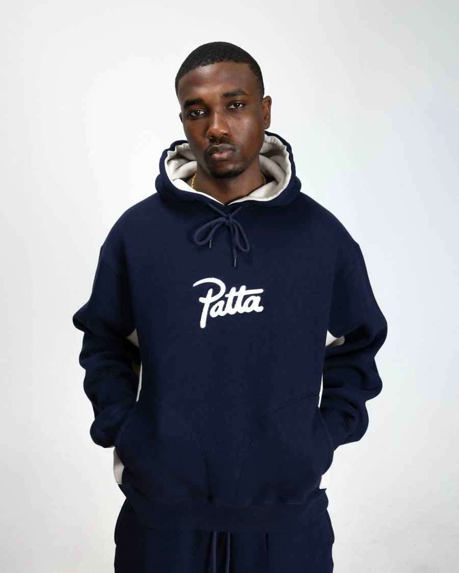 Patta Chenille Logo Hooded Sweater (Black Iris)