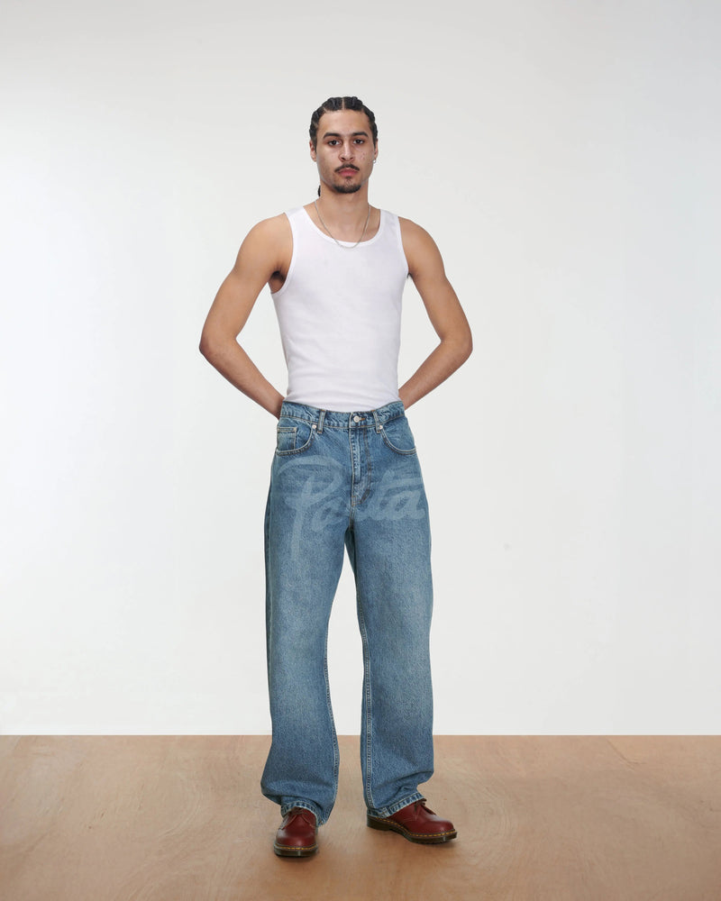 Patta Laserprint Whiskers Denim Pants (Light Blue Denim)